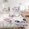 3pcs Aristocats Marie Printed Bedding Set, Soft and Comfortable Quilt Cover for Bedroom, Guest Room (1 Duvet Cover + 2 Pillowcases, Pillow Core N