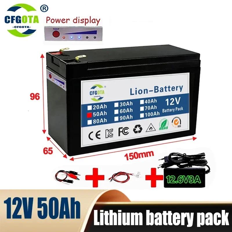 NEW Sprayers 12V 60Ah Built-In High Current 30A BMS 18650 Lithium Battery Pack For Electric Vehicle Batterie 12.6V Charger