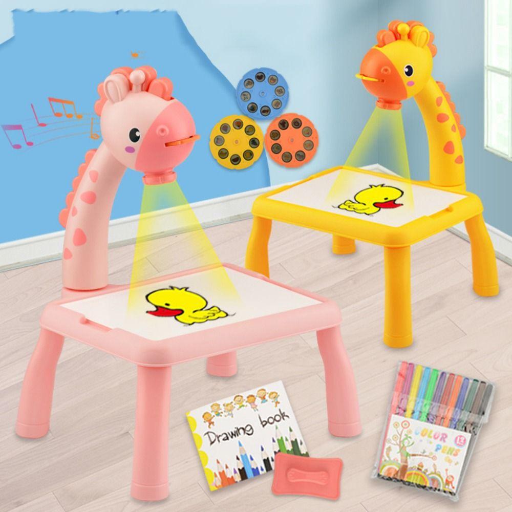 Painting Set Led Projector Drawing Table Giraffe Giraffe Painting Desk Children