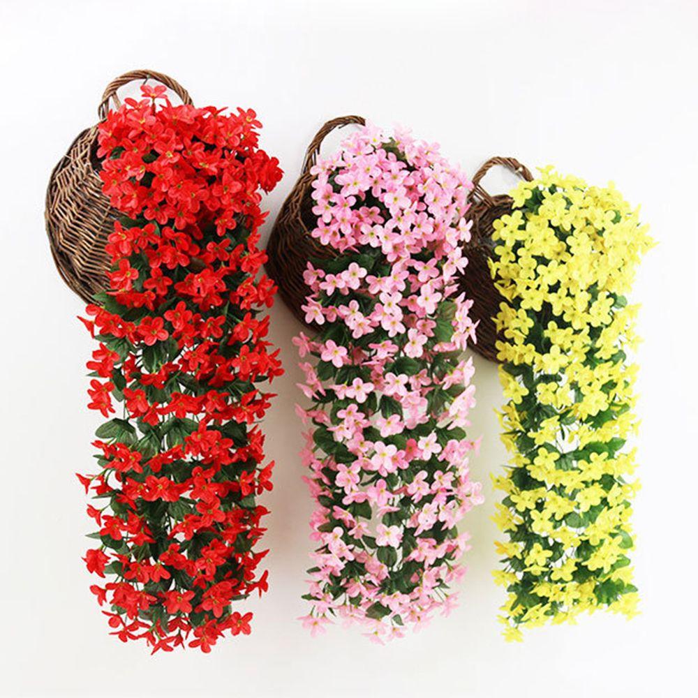 Home Decor Garland Vine Artificial Flower Silk Violet Rattan Garden Wall Hanging Plant