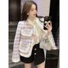 Cotton Coat Thicken Short Jacket Autumn Winter Aesthetic Clothing Imitation Mink Fur Coat Checkered Suit Fashion Commuter Style