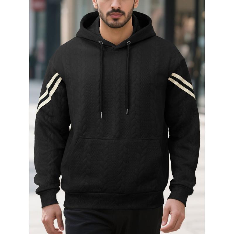Men S Winter Thick Hooded Jacquard Sweatshirt