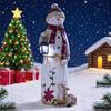 Рождественская фигурка снеговика с фонарем, смола, статуя снеговика, художественный декор, уличный рождественский снеговик, приветствие у двери для украшения двора и сада