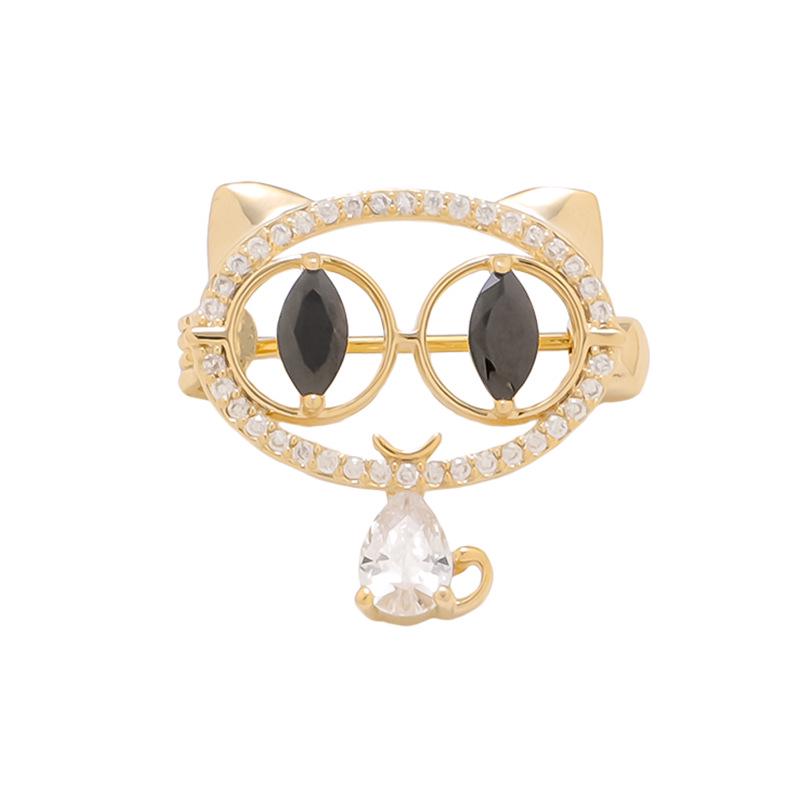 High-End Women's Cute Cat Brooch: Hollow Anti-Exposure Pin for Shirt Collar & Corsage