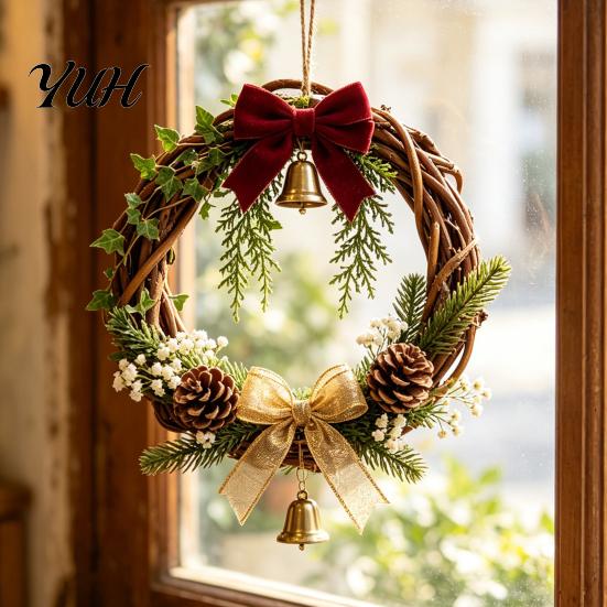 Unfinished Rattan Ornaments Natural Wreath Frame, Vine Rings for DIY Crafts, Twig Retro Style Crafting Wreaths Christmas Floral Arrangement Farmhouse