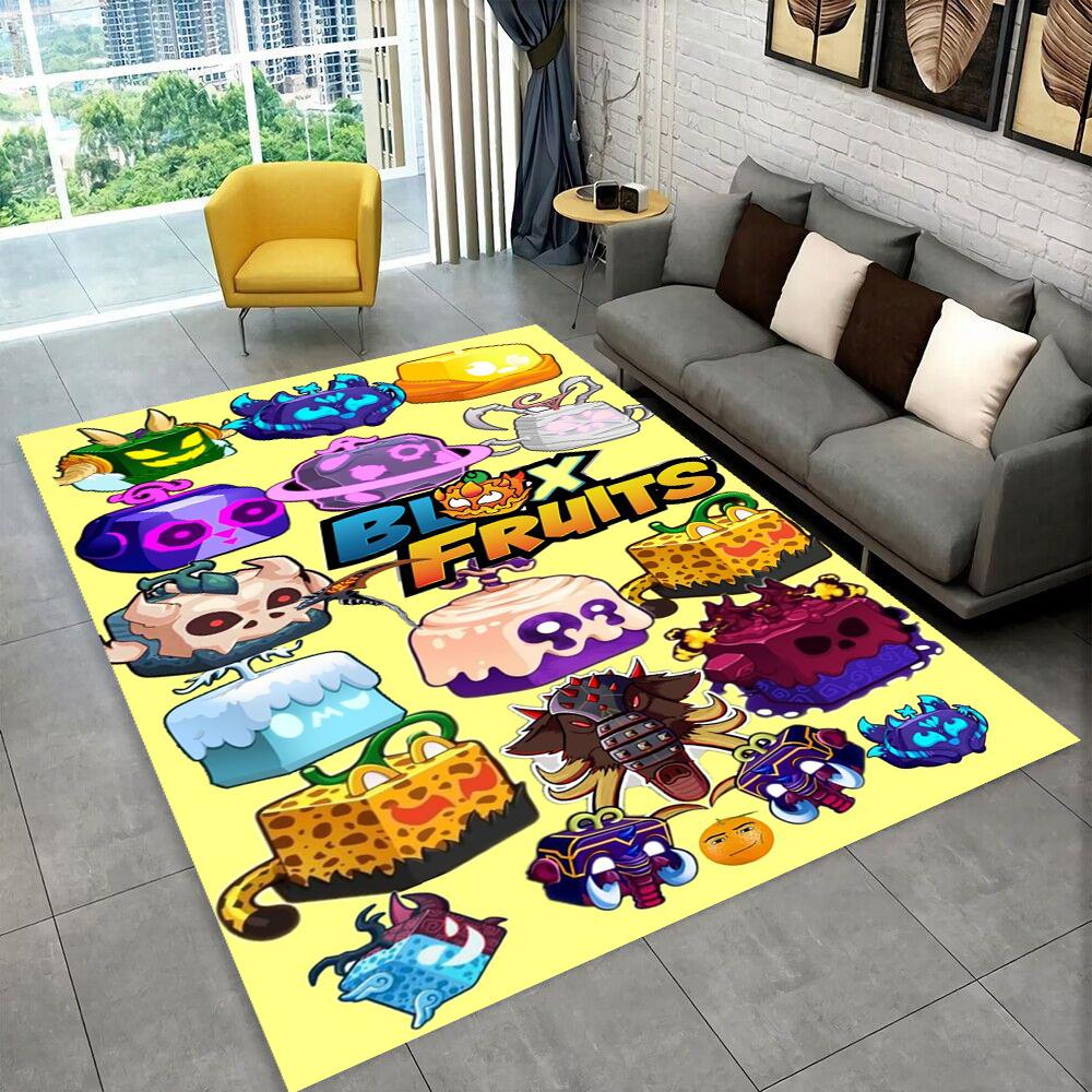 3D B-Blox Fruit Cartoon Game Gift Carpet Rug for Living Room Bedroom Home Sofa Decoration,kids Play Non-slip Floor Mat