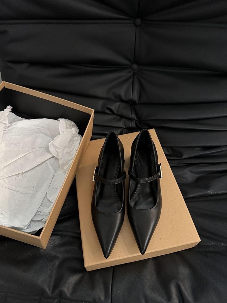 Заостренные серебристые туфли Мэри Джейн из мелкой кожи женские туфли с юбкой дизайн на среднем и высоком каблуке одинарные туфли