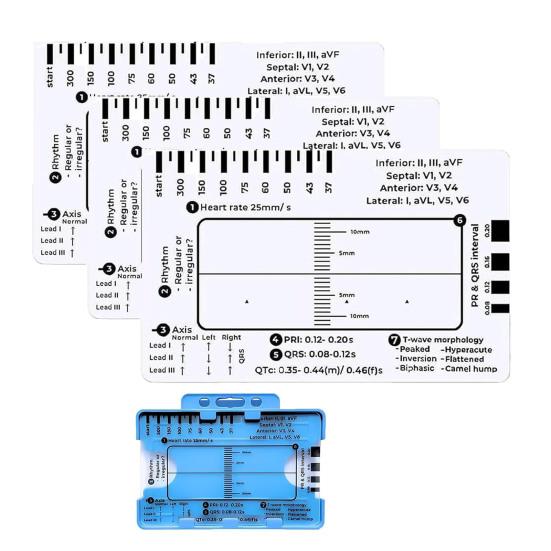 2/3 шт. ЭКГ линейка с 7 шагами пластиковый штангенциркуль для измерения электрокардиограммы измерительный инструмент прозрачное справочное руководство по интерпретации ЭКГ измерительная линейка