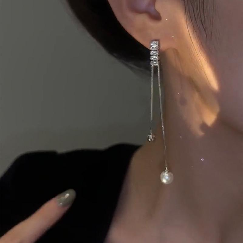 Прямоугольные серьги-кисточки с жемчугом в стиле инс, персонализированные серьги-пусеты в стиле легкой роскоши, модные новые универсальные серьги