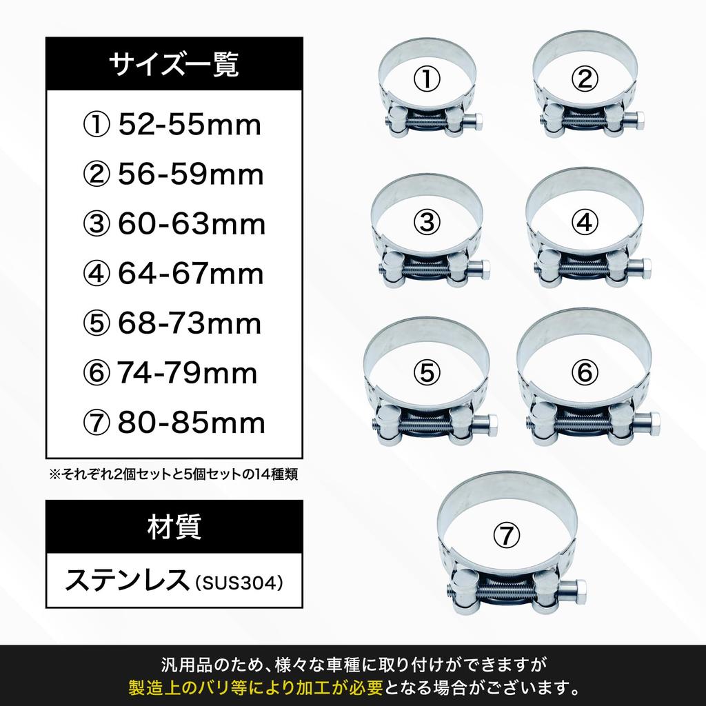 Nanarico Muffler Clamp, Bike Bolt, Pipe, Hose, Clamp, Silencer, Stainless Steel, Band, Muffler Band,