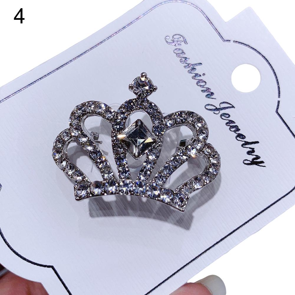 Diamonding Jewelry Crown Shape Crystal Stone Faux Pearl Lapel Brooch Pin Suit Collar Badge