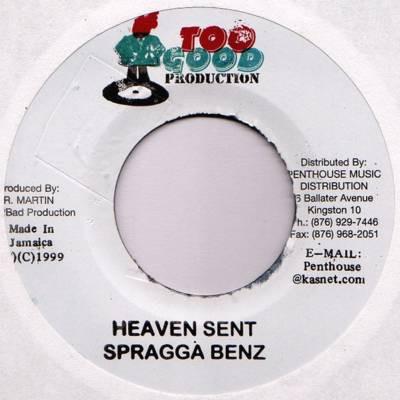 7inch Record SPRAGGA BENZ Heaven Sent NONE Too Good Produc 1999 Jamaica Reggae Ska Dub Used