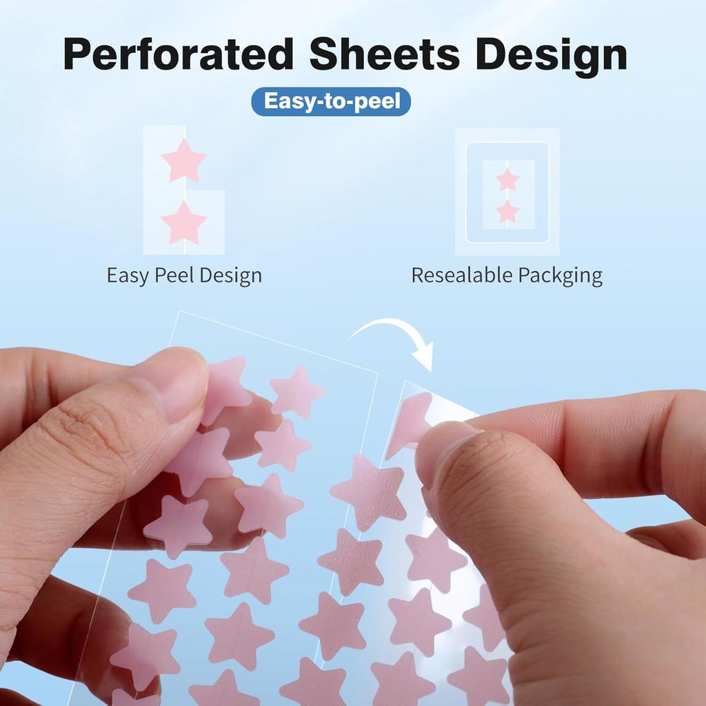 Патчи от прыщей для лица, Гидроколлоидные патчи от акне, Милые наклейки в виде звезд для прыщей, Цветные точечные наклейки с маслом чайного дерева, салициловой кислотой и маслом цики | 28 шт.