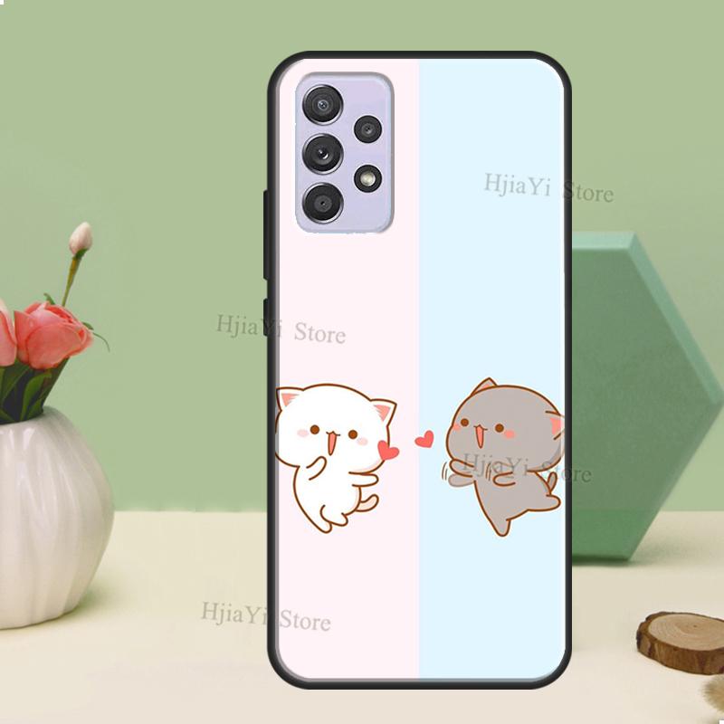 Peach And Goma Cat Case For Samsung A21S A20S A30S A03S A50 A70 A52 A72 A32 A22 A12 A31 A71 A51 Phone Shell