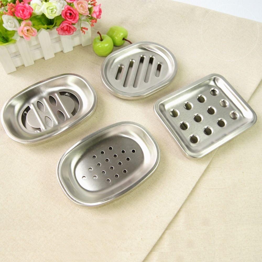 Stainless Steel Soap Dish Double Layer Soap Container Tray  Bathroom Kitchen Sink Organizer