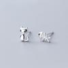 Asymmetrical Cat Fish Bone Stud Earrings Women's Simple Light Luxury Short Earrings