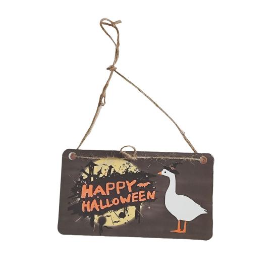 Подвесная табличка «Гусь на крыльце», всепогодная, для улицы, сада, патио, двора, статуя гуся, Хэллоуин, Рождество, приветственная декоративная табличка