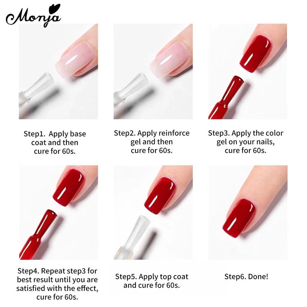 monja 15 мл флакон для дизайна ногтей, УФ-гель, основа, верхнее покрытие, лак, лампа, светоотверждаемый сушильный салон, инструменты для дизайна маникюра «сделай сам», длительный срок службы