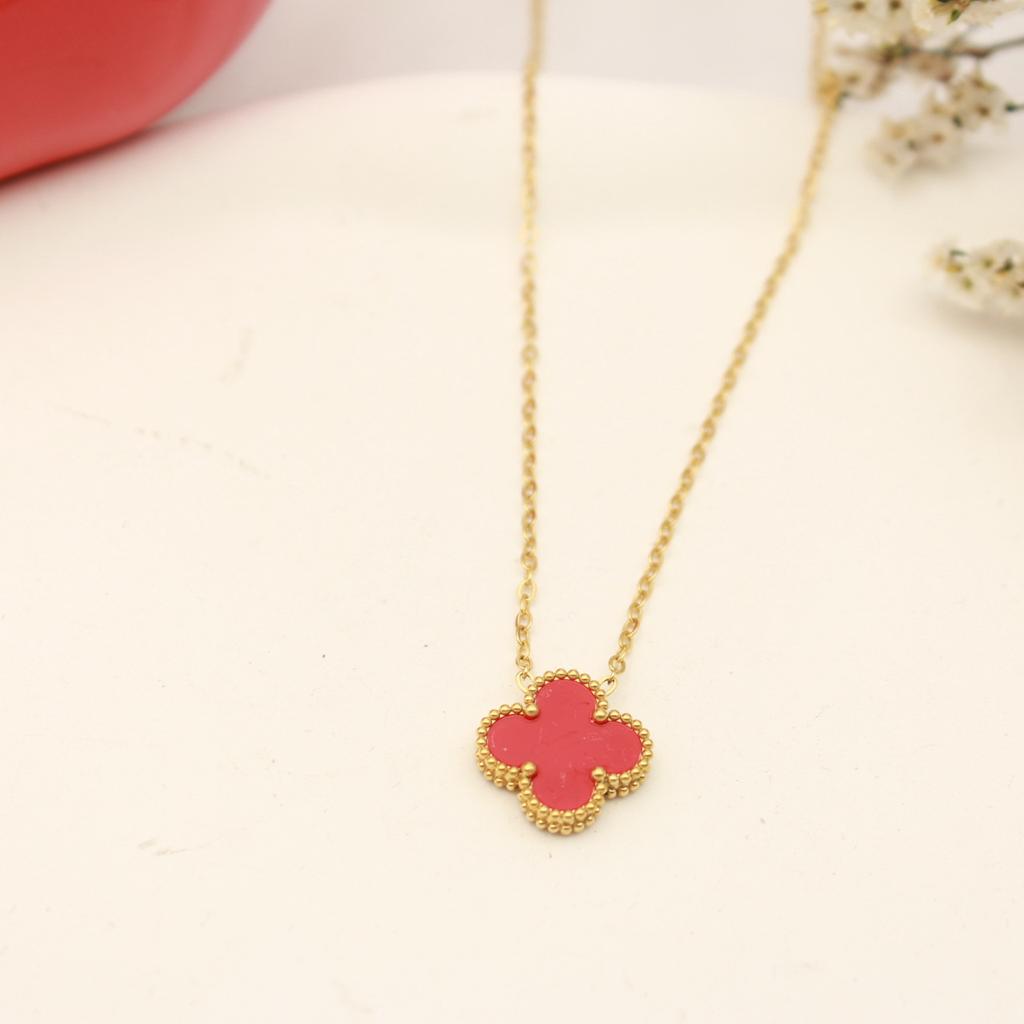 15 мм Новое двухстороннее ожерелье с четырехлистным клевером на удачу Женское ожерелье из титана 18 карат