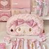 1pc KT cat plush pencil case, high-value cross cute bow cartoon stationery bag, cute large capacity student text