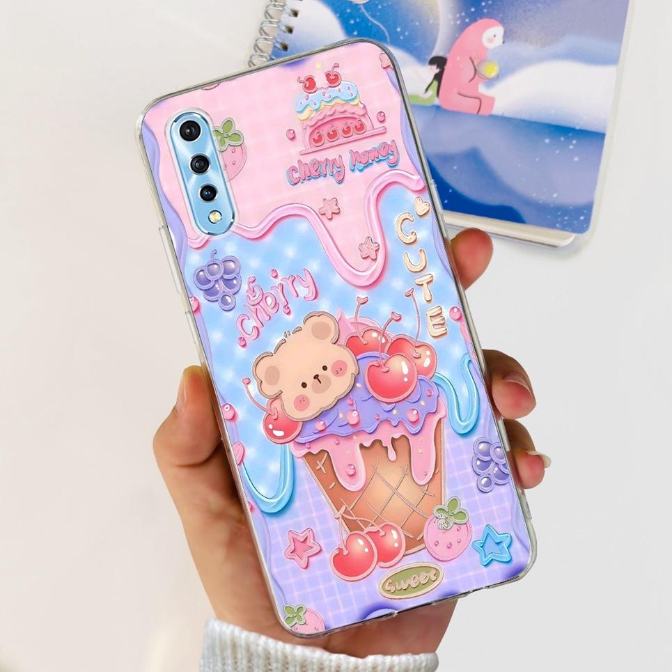 Для Vivo 1907 Vivo Y7s Y17s Чехол Задняя крышка Мультяшный Крутой стиль Животные Девичий Цветок Мода Мягкий ТПУ Силиконовый Бампер VivoY17s