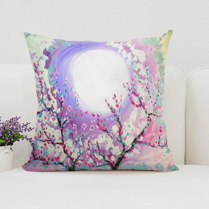 Японская Сакура Домашний Декор Декоративная Наволочка для Подушки для Подушек в Гостиную Эстетичное Украшение Комнаты Наволочка 45*45