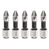 5-Piece Set of Phillips Bits, PH2 Screwdriver Bits, 25mm Long, Hex Shank, Strong Magnetic Bits, Non-Slip, for Electric Screwdrivers, Silver