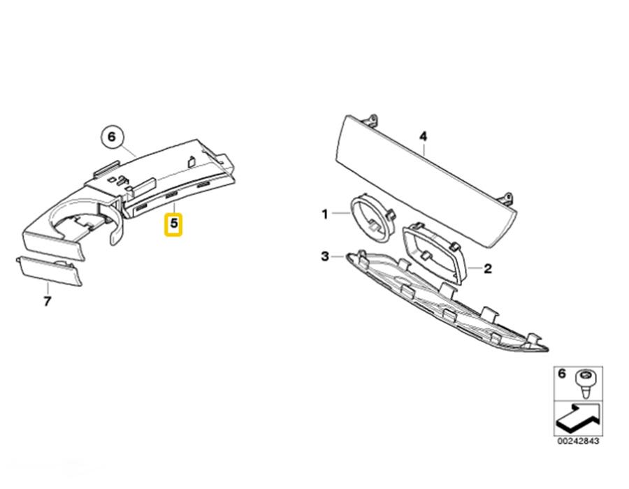 Front Cup Holder Right Passenger For 2003-2008 BMW Z4 E85 E86 Black ABS Plastic