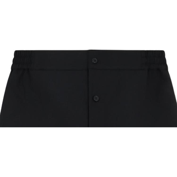WE11DONE Solid Color Elastic Waist Button Decorated Casual Shorts Men shorts WD-PT1-24-202-M-BK