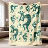 2026 Latest Flannel Blanket | Contemporary Geometric Deer & Number 22 Throw Blanket, Soft Polyester, All-Season Cozy Home Decor, Machine Washable, Blu