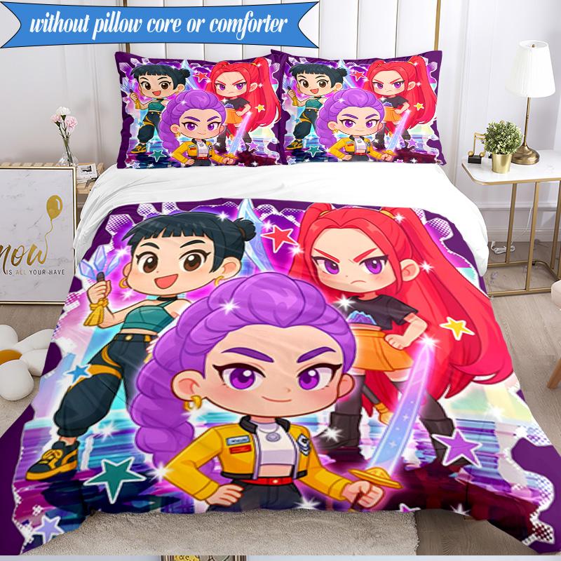 Kpop cartoon 3pcs K-pop music group Bedding set,Ideal for Bedroom, Dormitory,Including Duvet Cover And 2pcs Pillowcases,Fan gifts