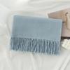 Blue Green Scarf for Girls with A Sense of Atmosphere In Winter Versatile Solid Color Long Scarf  Imitation Cashmere Tassel Shawl Scarf  Cold Color