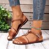 Модные сандалии на плоской подошве с круглым носком, новый стиль, летняя мода, однотонные, с круглым носком, с ремешком на щиколотке, удобные повседневные сандалии для женщин