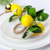 Artificial Lemon Napkin Rings Set of 2, Jute Napkin Ring, Greenery Napkin Ring Holders Farmhouse Napkin Rings for Summer Decor Dinner Weddings Parties