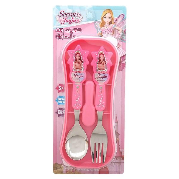 Secret Jouju Lumi Spoon Fork Case Set SJK-J1051, Pink, 1 Set, Spoon + Fork