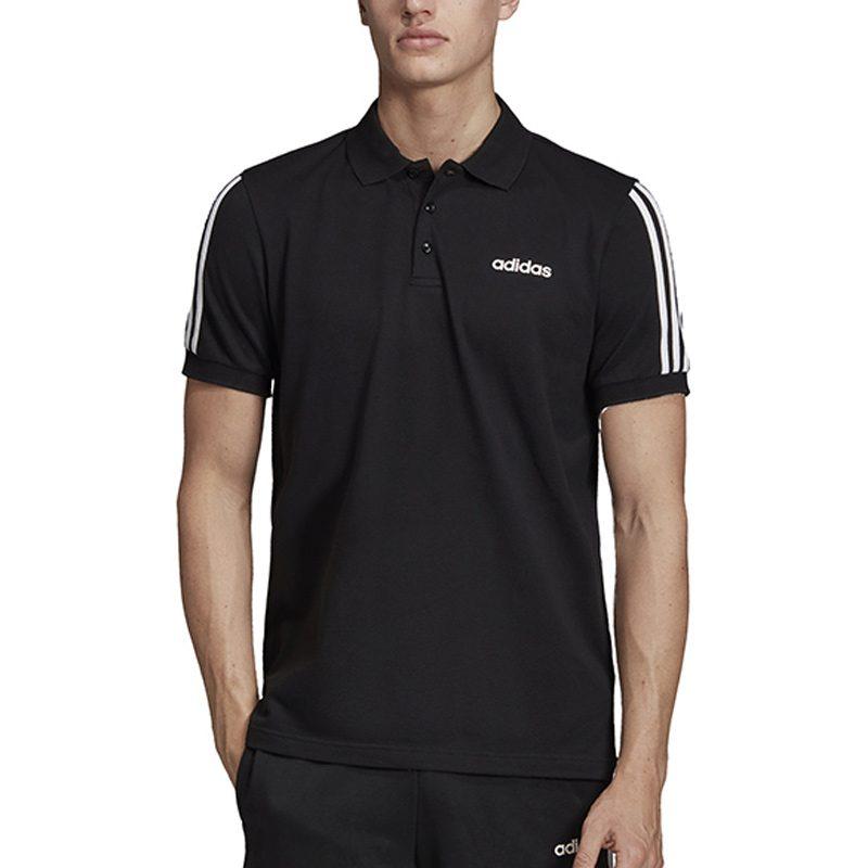 adidas Мужская черная футболка-поло с 3 полосками EJ0927