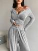 Trendy Autumn/Winter V-neck Wide Leg Jumpsuit Set for Women