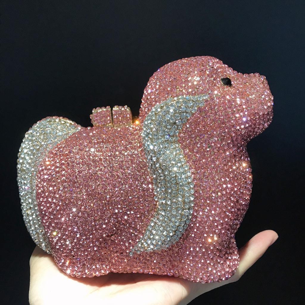 Puppy Diamond Evening Bag Dog Crystal Handbag Rhinestone Bags Wedding Bridal Purse Luxury Crystal Clutches Women Party Purses