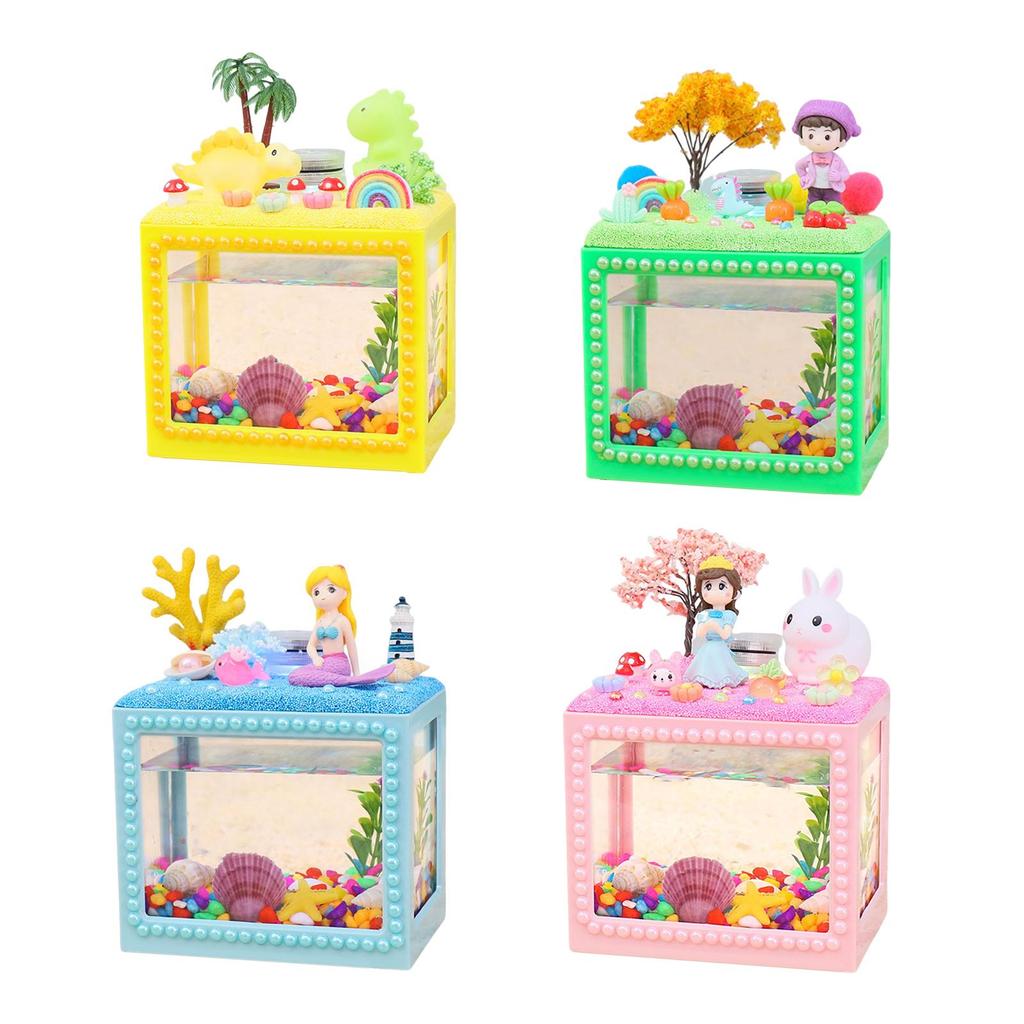 DIY Aquarium for Kids Handmade Toy Small Fish Tank Desktop Decoration Micro Blocks Ornament Christmas & Birthday Gift