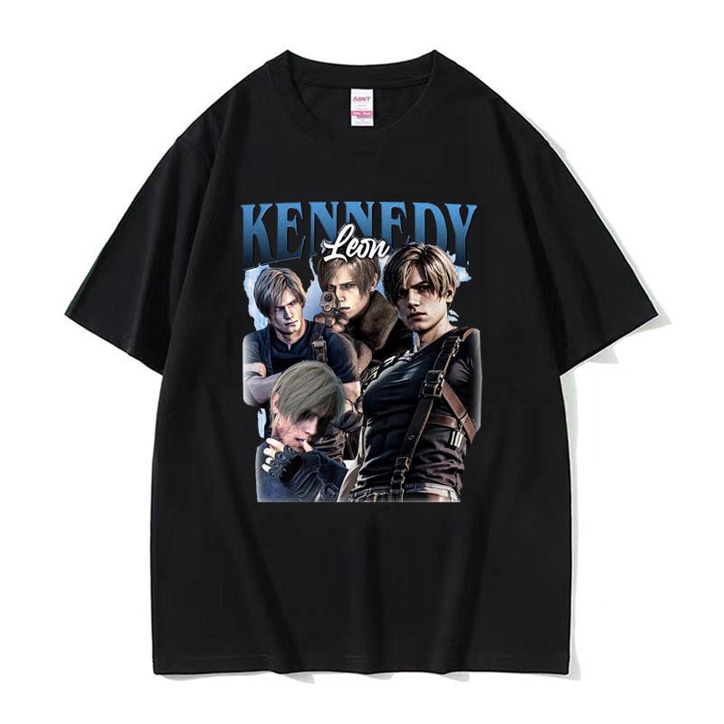 I Heart Leon Kennedy Print TShirts Unisex Womens Clothing Fashion Vintage T Shirt Male Oversized Cotton Short Sleeve Tshirt Tops