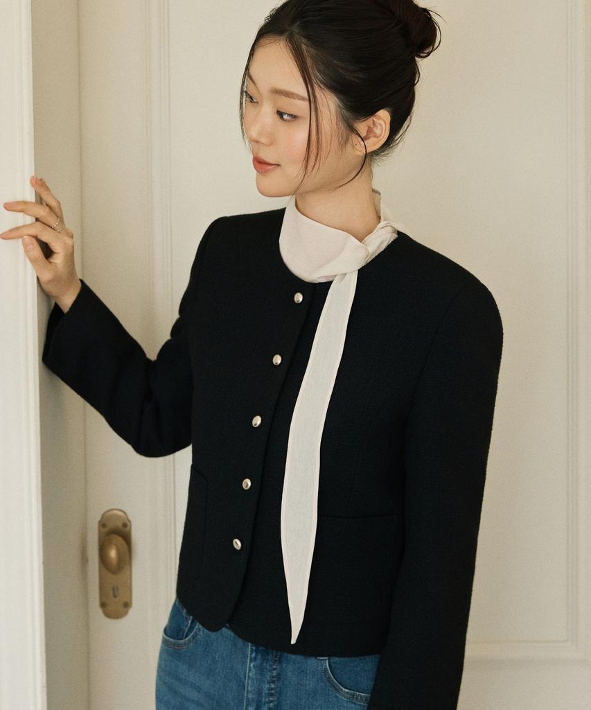 ROEM [На весь день] Твидовый жакет без воротника Rmjkg49A11