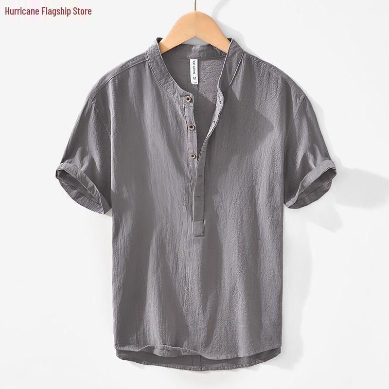 Мужская летняя рубашка поло ретро из хлопка и льна