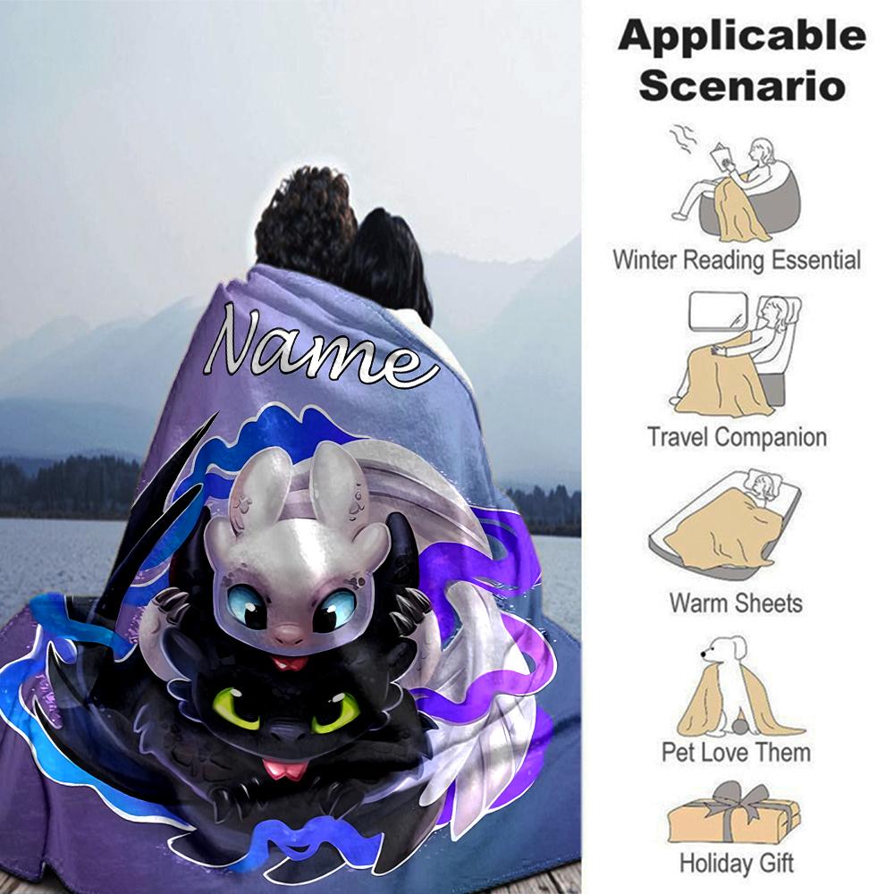Customiz Name Personality How to Train Your Dragon Toothless Blanket Soft &Warm Sofa Office Bed Travel Lunch Break Blanket, Gift Suitable All Seasons