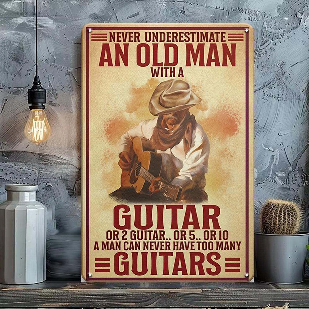 Металлическая табличка в винтажном стиле «Гитарист» - Рустикальный декор для дома для меломанов, мужской пещеры, спальни, магазина музыкальных инструментов и аудиокомнаты