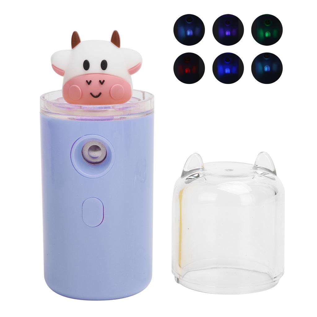 Портативный нано-мистер для лица, увлажняющий ручной распылитель прохладного тумана с функцией цветной подсветки, фиолетовый