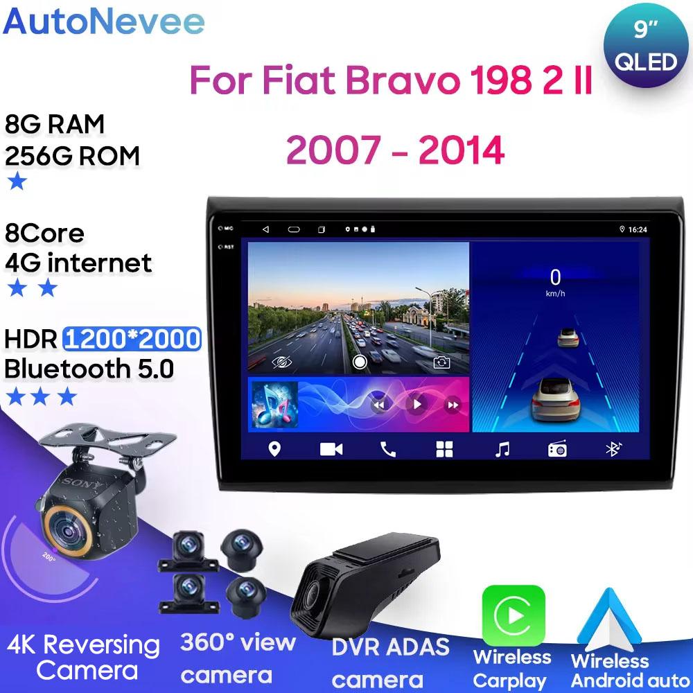 Android Car Stereo для Fiat Bravo 198 2 II 2007 - 2014 Авто Радио Carplay GPS Мультимедийный Плеер CPU Навигация Wifi Нет 2din DVD