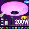 200 Вт Wi-Fi Современные светодиодные потолочные светильники RGB Домашнее освещение Приложение Bluetooth Музыкальный светильник Лампа для спальни Умный потолочный светильник + пульт дистанционного управления