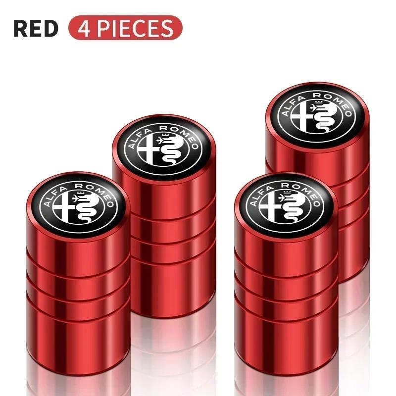 4Pcs 3D Aluminum Car Wheel Tire Air Valve Dust Caps For Alfa Romeo Giulia Stelvio Giulietta 156 159 147 Mito Tonale Brera Dis wzvc44