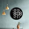 12-inch Modern LED Simple Wall Clock Living Room Round Clock Silent Digital Temperature and Humidity Electronic Clock 12-inch