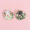 Cute Black And White Cat Brooch Charming Alloy Animal Pin For Fashionable Outfit Accessories